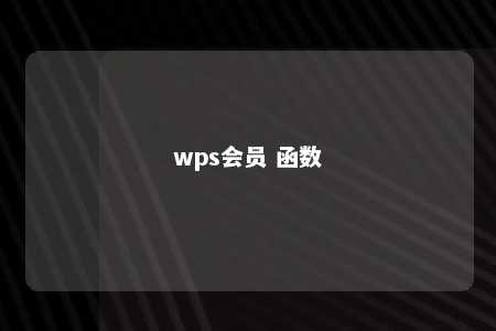 wps会员 函数 