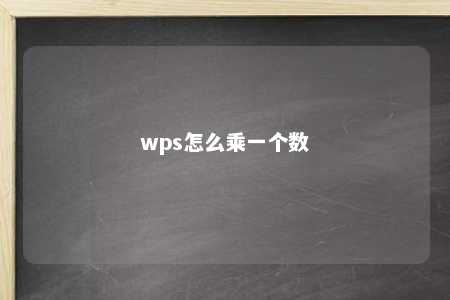 wps怎么乘一个数