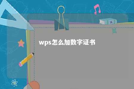 wps怎么加数字证书 