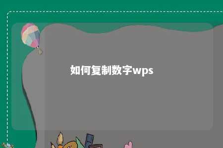 如何复制数字wps