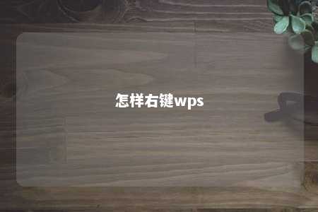 怎样右键wps 