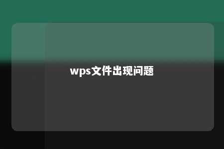 wps文件出现问题 