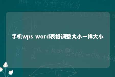 手机wps word表格调整大小一样大小 