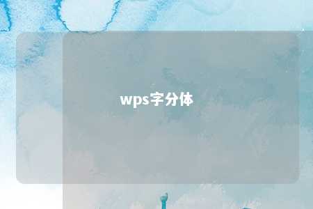 wps字分体 