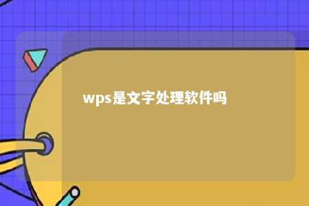 wps是文字处理软件吗