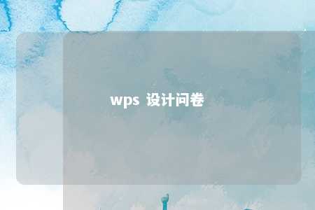 wps 设计问卷 