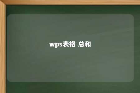 wps表格 总和