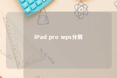 iPad pro wps分屏 