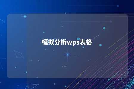 模拟分析wps表格