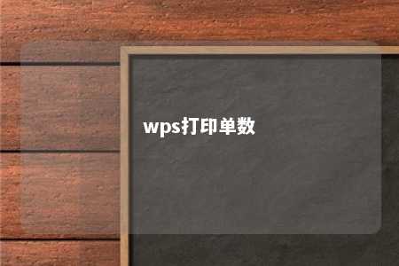 wps打印单数 