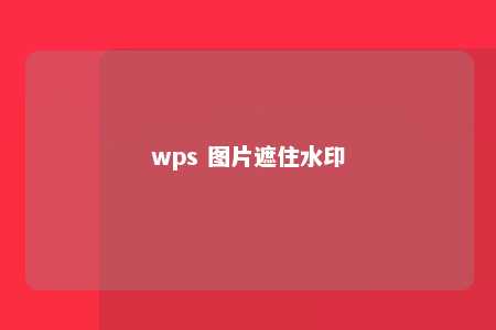 wps 图片遮住水印