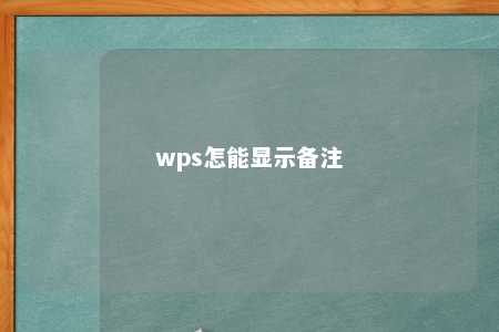 wps怎能显示备注 