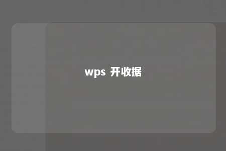 wps 开收据