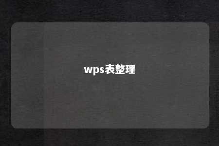 wps表整理