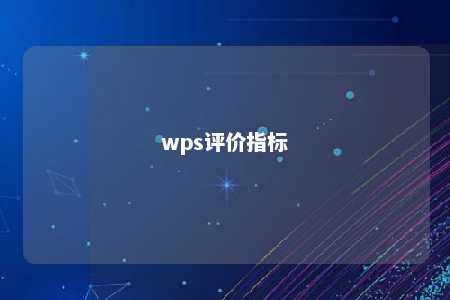 wps评价指标 