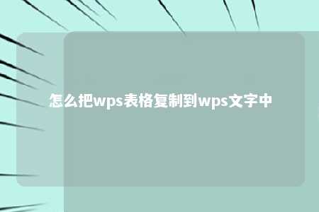 怎么把wps表格复制到wps文字中 