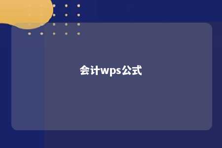 会计wps公式