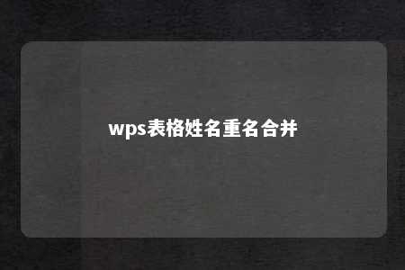 wps表格姓名重名合并