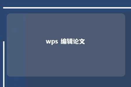 wps 编辑论文 