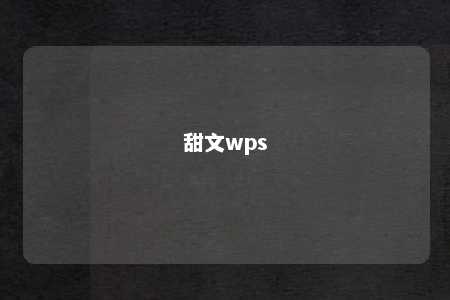 甜文wps