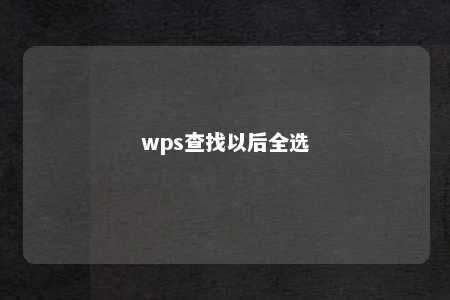 wps查找以后全选