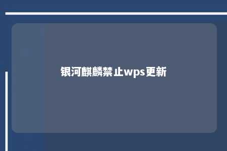 银河麒麟禁止wps更新 