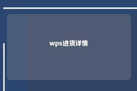 wps进货详情