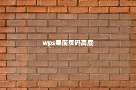 wps里面页码高度