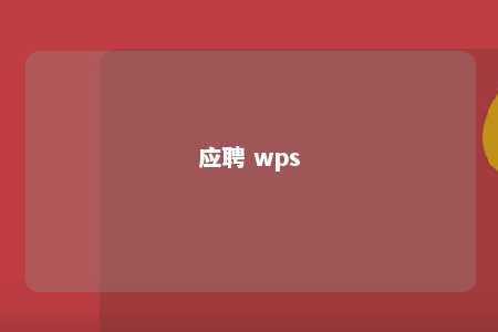 应聘 wps 