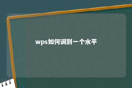 wps如何调到一个水平 