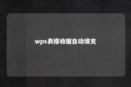 wps表格收据自动填充 