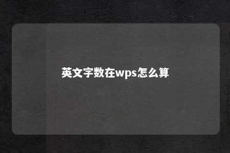 英文字数在wps怎么算 