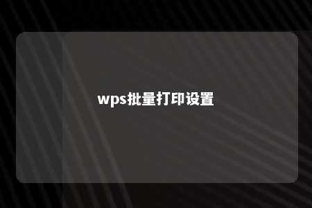 wps批量打印设置 