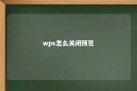 wps怎么关闭预览 