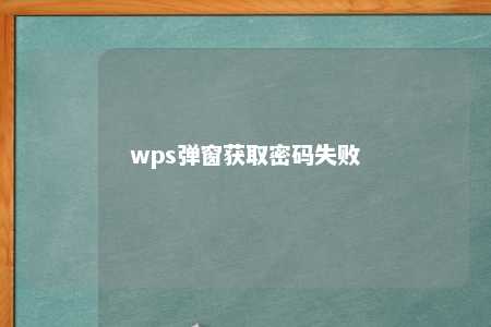 wps弹窗获取密码失败 