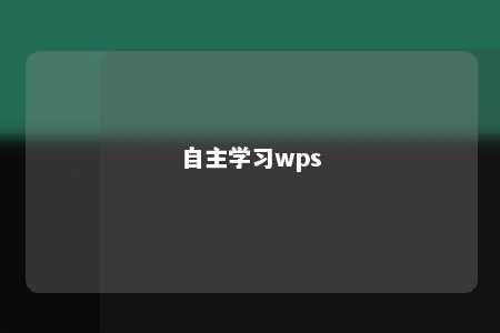 自主学习wps 