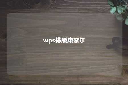 wps排版康奈尔 