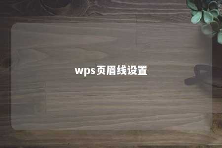 wps页眉线设置