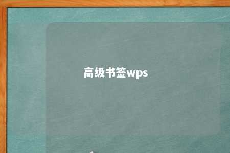 高级书签wps 