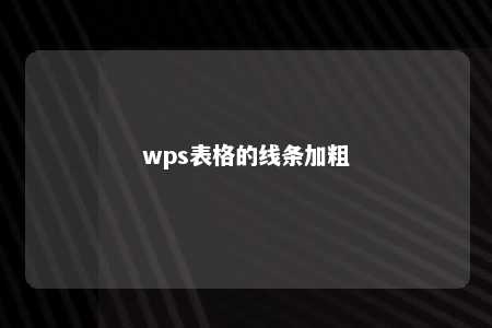 wps表格的线条加粗 