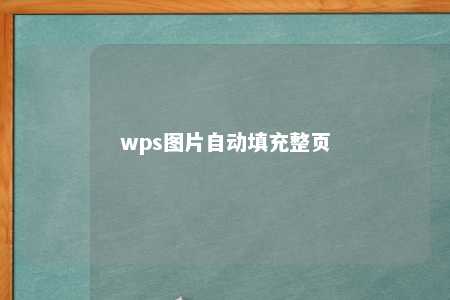 wps图片自动填充整页 