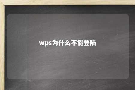 wps为什么不能登陆 