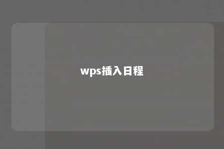 wps插入日程 