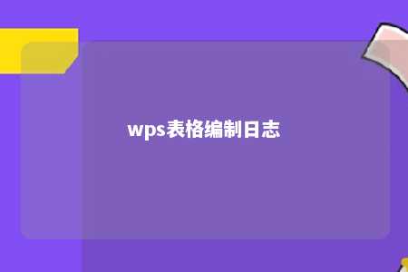 wps表格编制日志 