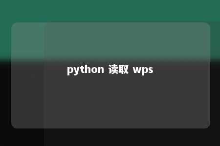 python 读取 wps