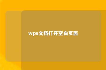 wps文档打开空白页面