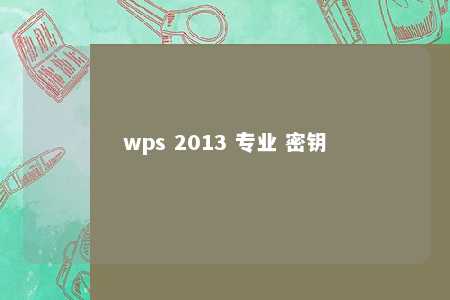 wps 2013 专业 密钥 