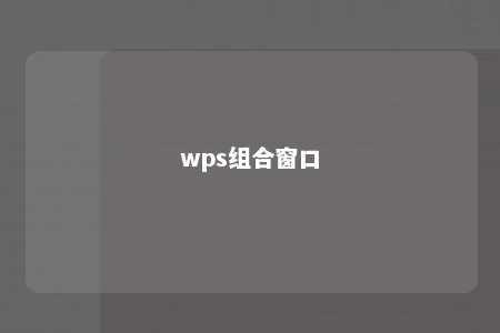 wps组合窗口