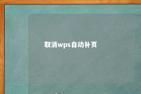 取消wps自动补页 