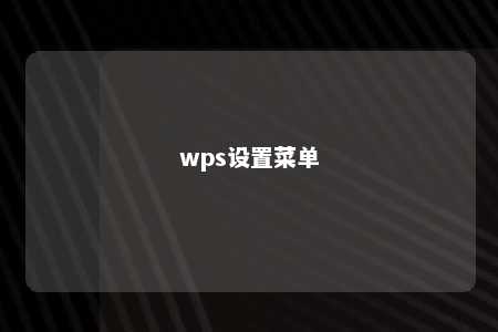 wps设置菜单 